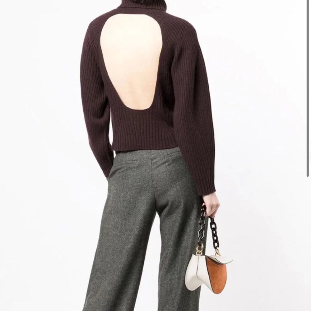 Vince Cashmere Burgundy Chunky Turtleneck Open Back Sweater Plum Wine - Picture 6 of 12